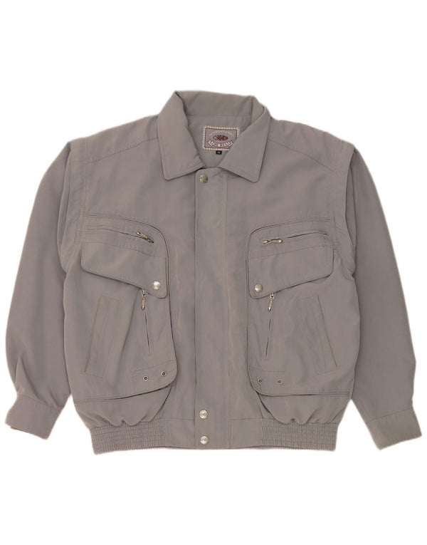 Vintage Herre Loose Fit Bomber Jacket UK 38 Medium Grey Polyester
