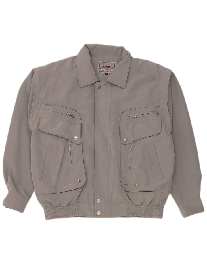 Vintage Herre Loose Fit Bomber Jacket UK 38 Medium Grey Polyester