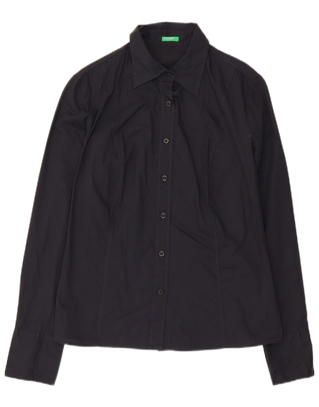 Benetton Dameskjorte UK 14 Stor sort bomuld