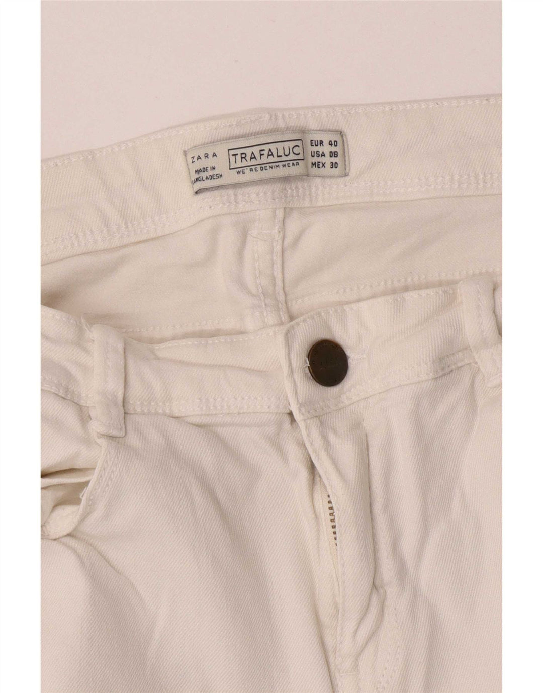 Zara Dame Trafaluc Cropped Jeans EU 40 Medium W30 L23 Hvid