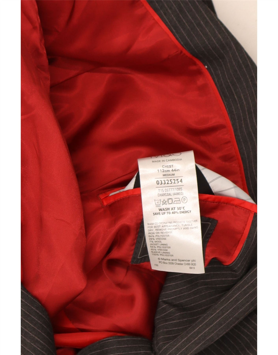 Marks & Spencer Herre 2-knaps blazerjakke UK 44 XL Grå nålestribe