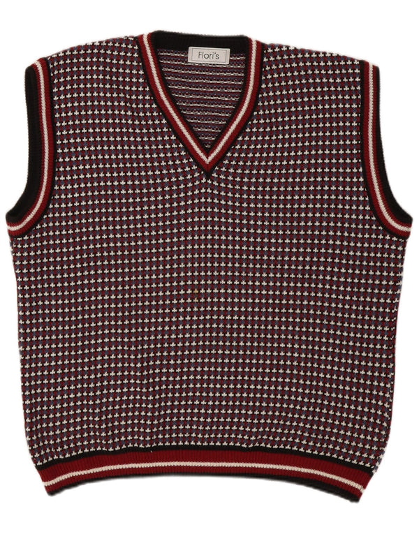 Vintage herrevest tanktop XL flerfarvet geometrisk bomuld