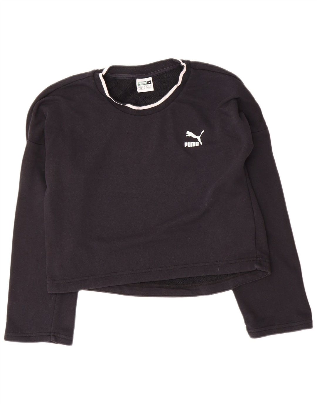 Puma Dame Oversized Crop Graphic Sweatshirt Jumper UK 10 Small Black