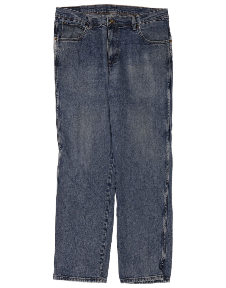Wrangler Herre Regular Straight Jeans W36 L32 Blå Bomuld