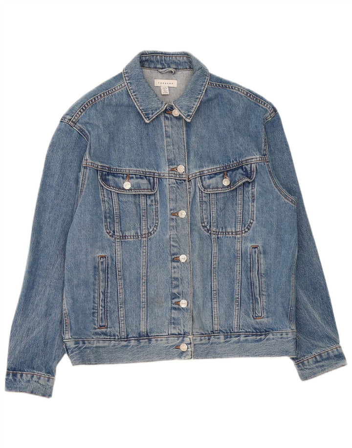 Topshop Dame Oversized Denim Jacket UK 10 Small Blue Cotton