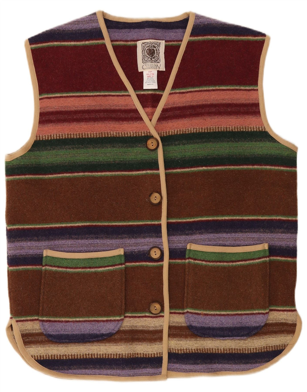 CIVILIAN Dame Oversized Cardigan Sweater UK 14 Large Flerfarvet