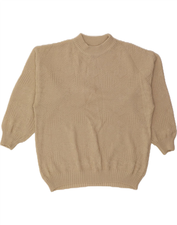 C&A Womens Turtle Neck Jumper Sweater UK 14 Medium Beige Argyle/Diamond Vintage C&A and Second-Hand C&A from Messina Hembry 