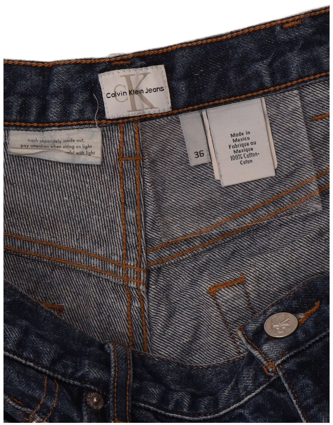 CALVIN KLEIN Straight jeans til mænd W36 L31 Blå Bomuld