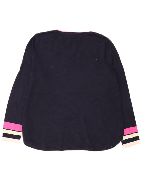 Laura Ashley Dame Boat Neck Jumper Sweater UK 16 Large Navy Blue Floral