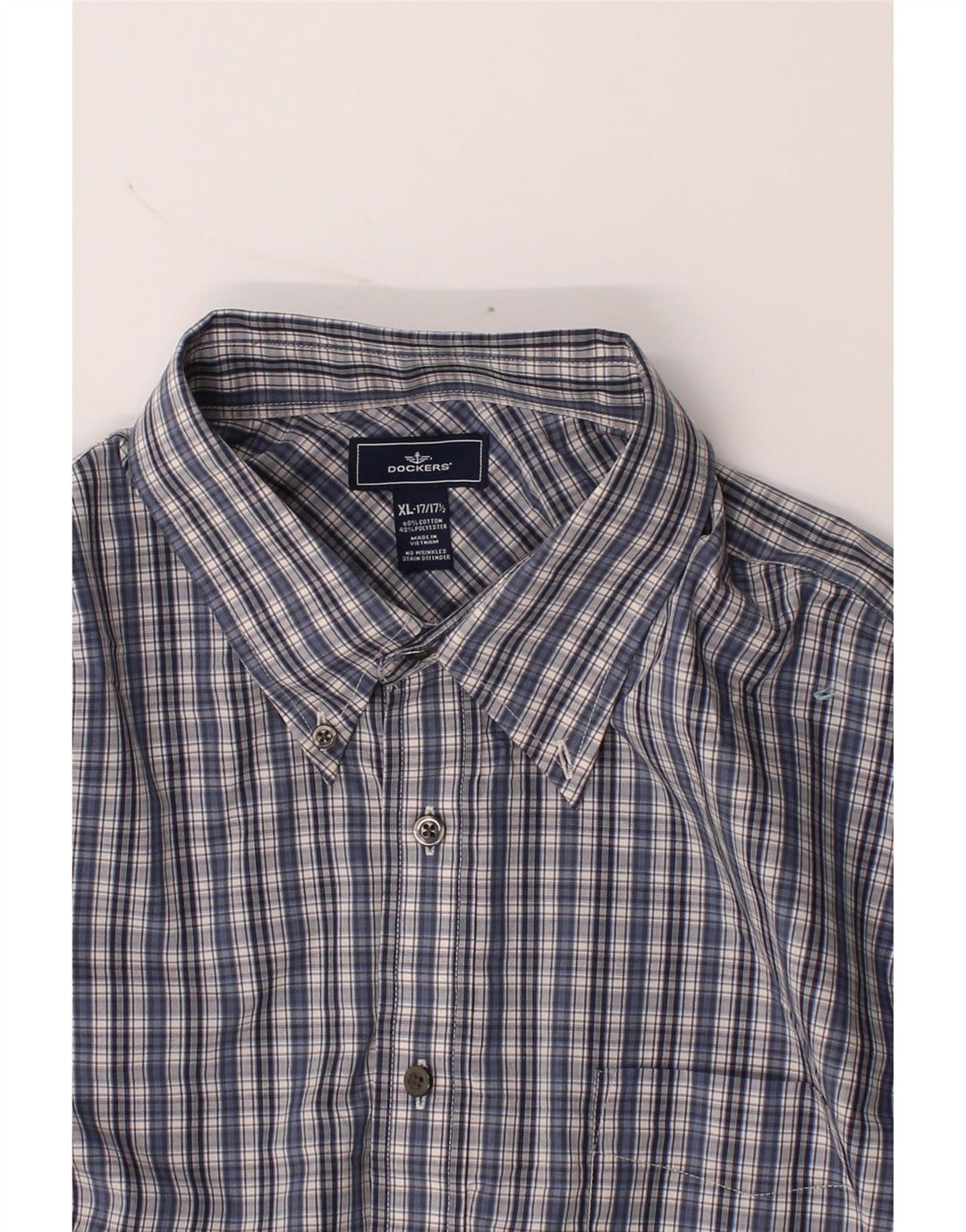 DOCKERS Mens Shirt Size 17 1/2 XL Blue Check Cotton Vintage Dockers and Second-Hand Dockers from Messina Hembry 
