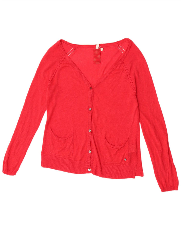 White Stuff Dame Cardigan Sweater UK 12 Medium Red Linen