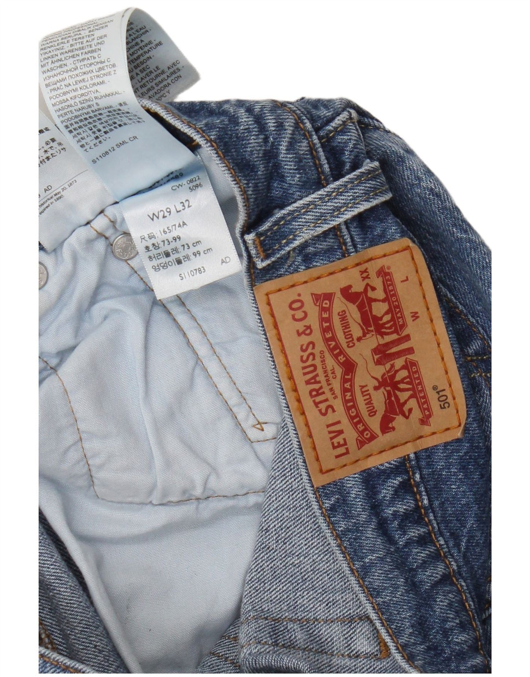 Levi's Herre 501 Straight Jeans W29 L32 Blå Bomuld