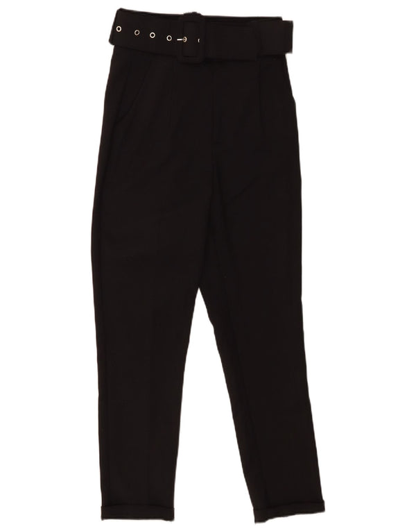 Karol Womens High Waist Slim Fit Casual Bukser XS W26 L25 Sort Polyester