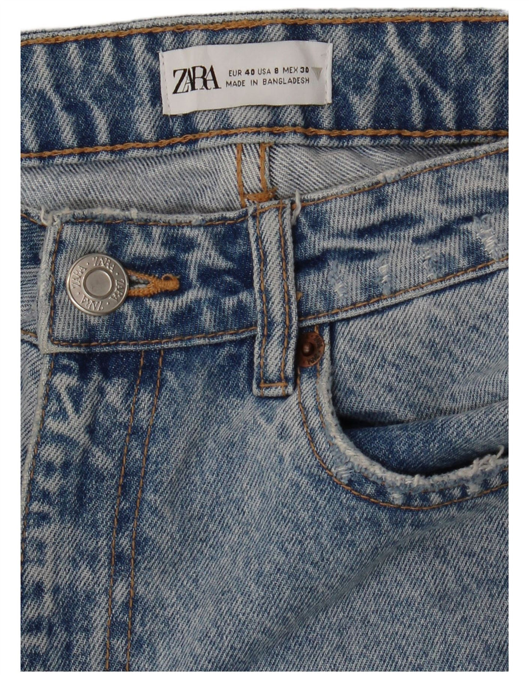 Zara Dame Distressed Tapered Jeans EU 40 Medium W30 L28 Blå
