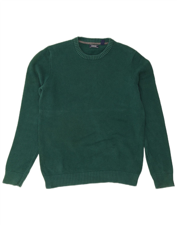 Izod Herre Crew Neck Jumper Sweater Medium Green Bomuld
