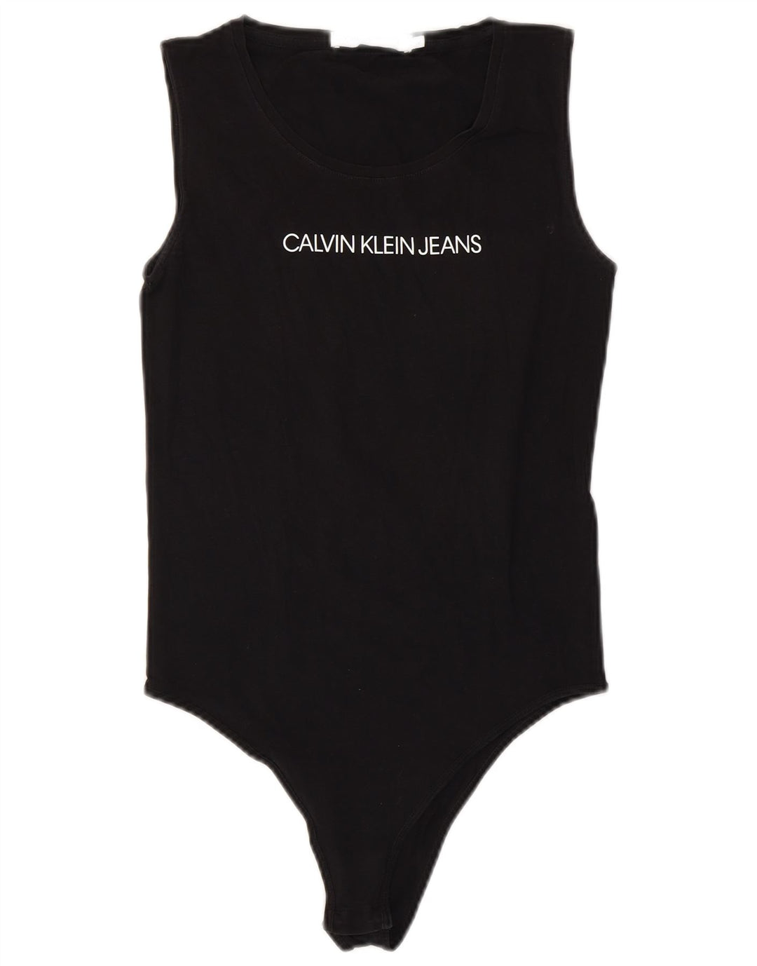 Calvin Klein Jeans Dame grafisk ærmeløs bodysuit UK 12 Medium Black