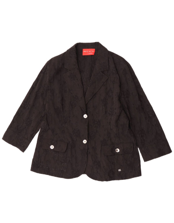 Perte by Krizia Dame 2-knaps blazerjakke størrelse 25 Large Black Floral