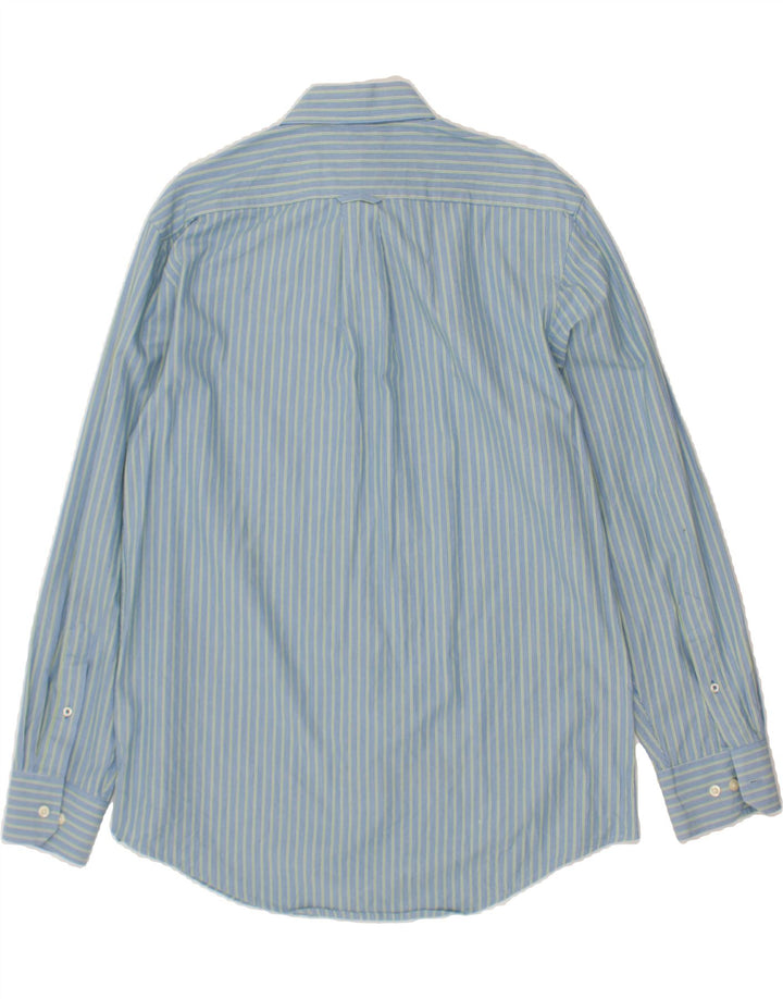 IZOD Mens Shirt Medium Blue Striped Cotton Vintage Izod and Second-Hand Izod from Messina Hembry 
