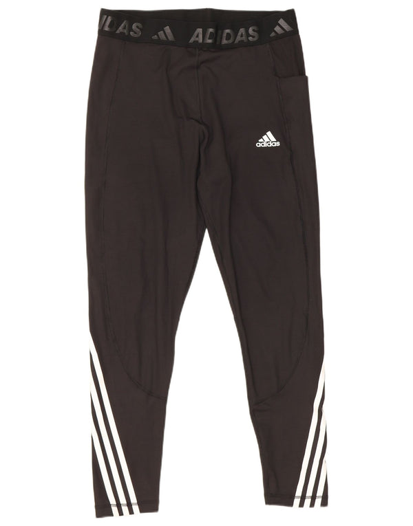 Adidas Dame Tech Fit Grafiske Leggings UK 16/18 Stor sort stribet