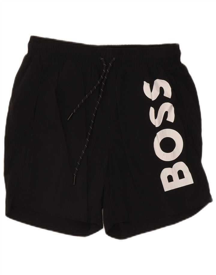Hugo Boss Herre grafiske badeshorts Små sorte polyamid