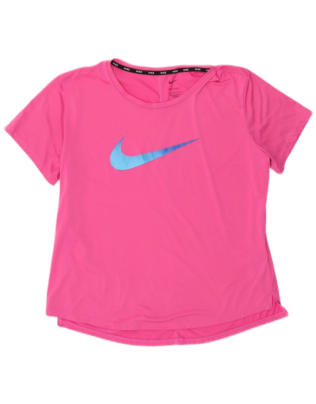 Nike Dame Dri Fit Grafisk T-Shirt Top UK 16 Stor Pink Polyester