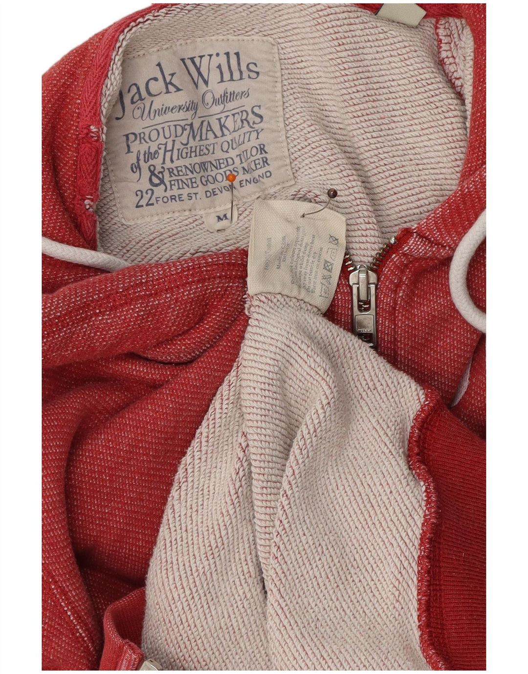 JACK WILLS Herre grafisk hættetrøje med lynlås Medium rød bomuld