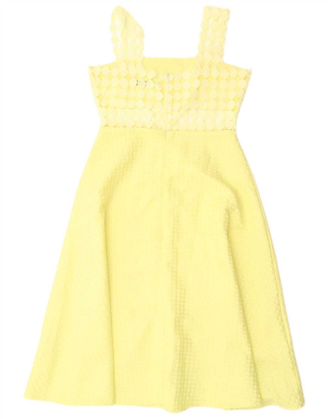 Paperlace Dame Ærmeløs A-Line Kjole UK 12 Medium Gul Polyester