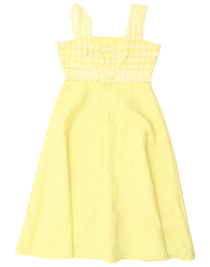 Paperlace Dame Ærmeløs A-Line Kjole UK 12 Medium Gul Polyester