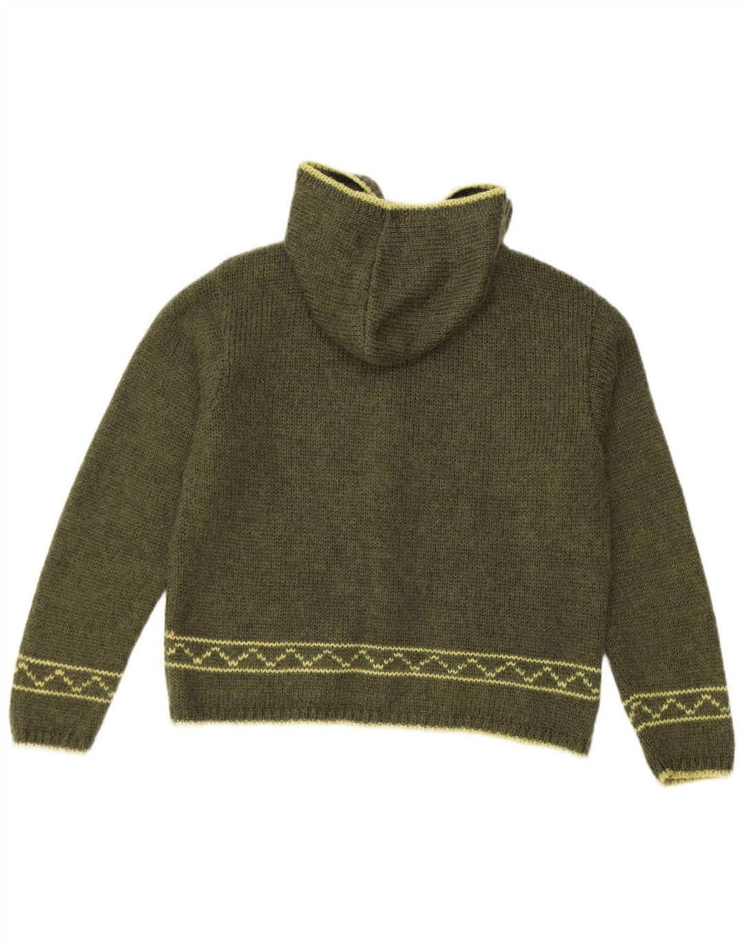 ROYAL ROBBINS Dame hætte cardigan sweater UK 16 Large Green Fair Isle