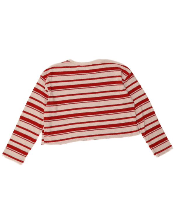 Zara Womens Crop Boat Neck Jumper Sweater UK 14 Medium White Striped