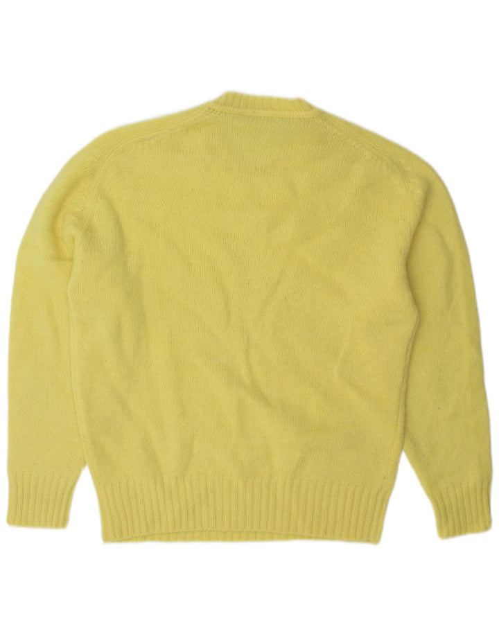 Vintage herre sweater med rund hals, medium gul