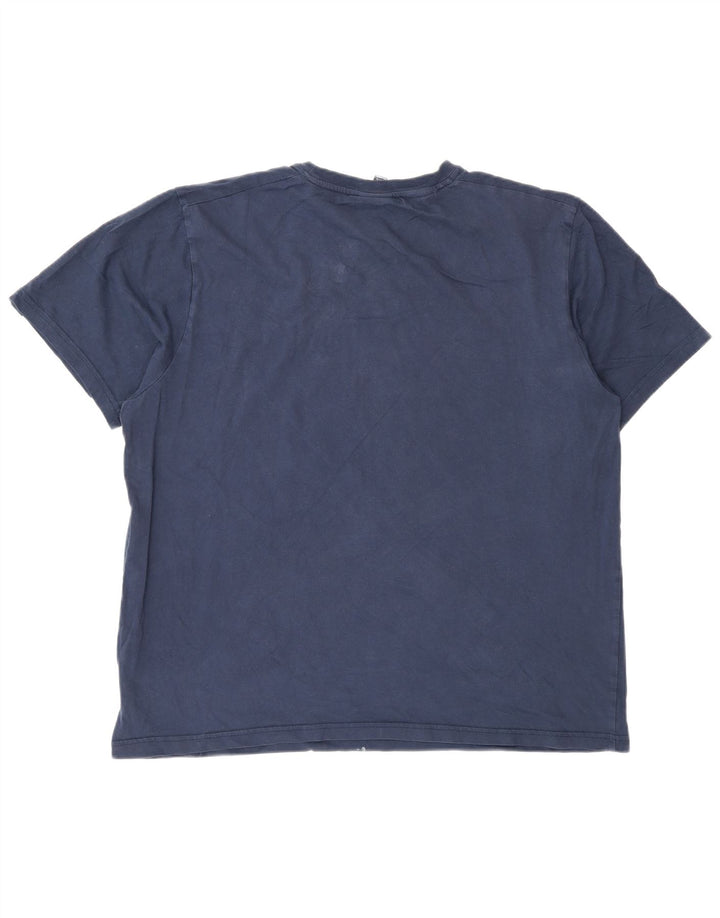 Ellesse Herre Grafisk T-Shirt Top 2XL Marineblå Bomuld