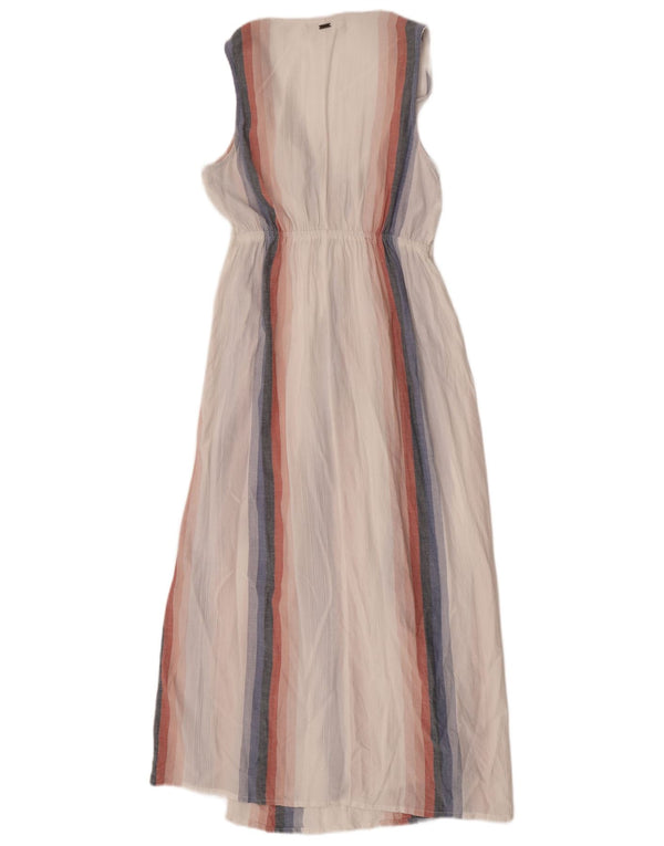 O'Neill ærmeløs maxikjole til kvinder UK 10 Lille hvid stribet viskose