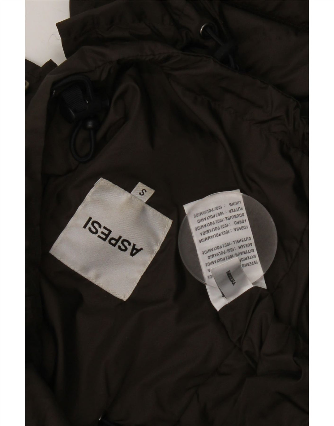 Aspesi Herre Hooded Utility Jacket UK 36 Small Khaki Polyamide