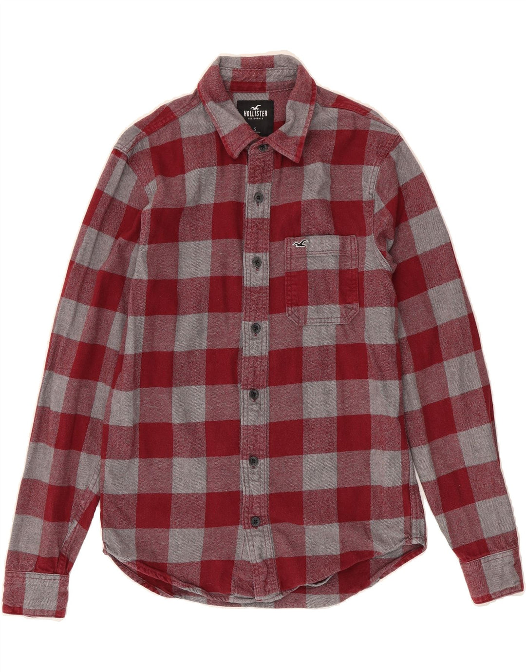 HOLLISTER Mens Shirt Small Burgundy Check Cotton Vintage Hollister and Second-Hand Hollister from Messina Hembry 