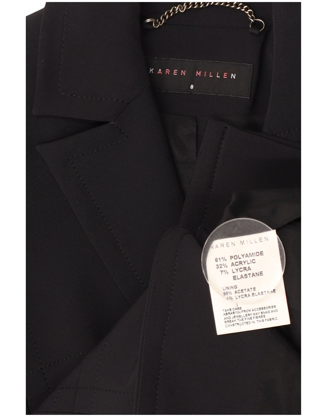 Karen Millen Dame 2 Button Blazer Jacket UK 8 Small Black Polyamide