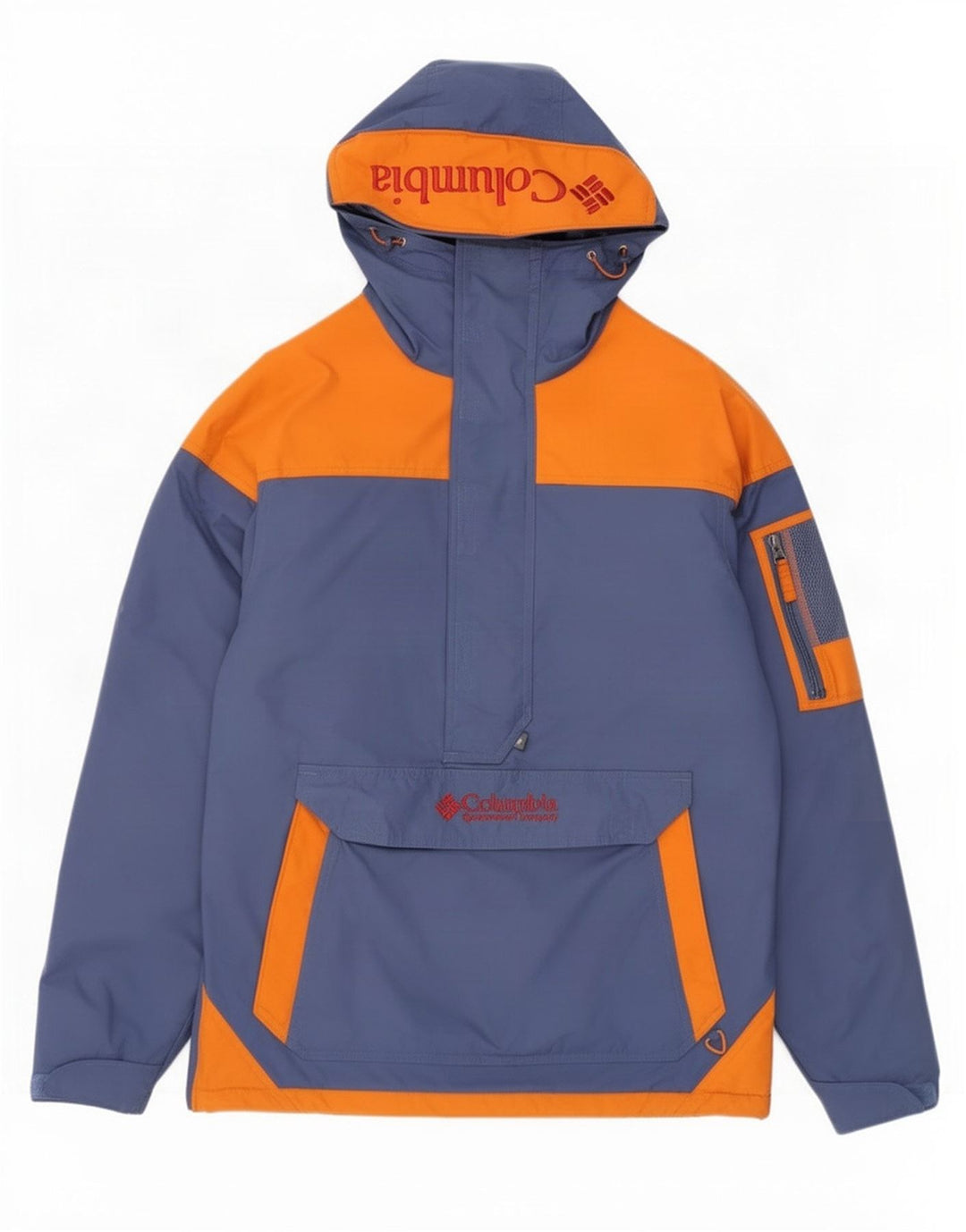 Columbia Herre Grafisk Anorak Jacket UK 36 Small Navy Blue Colourblock