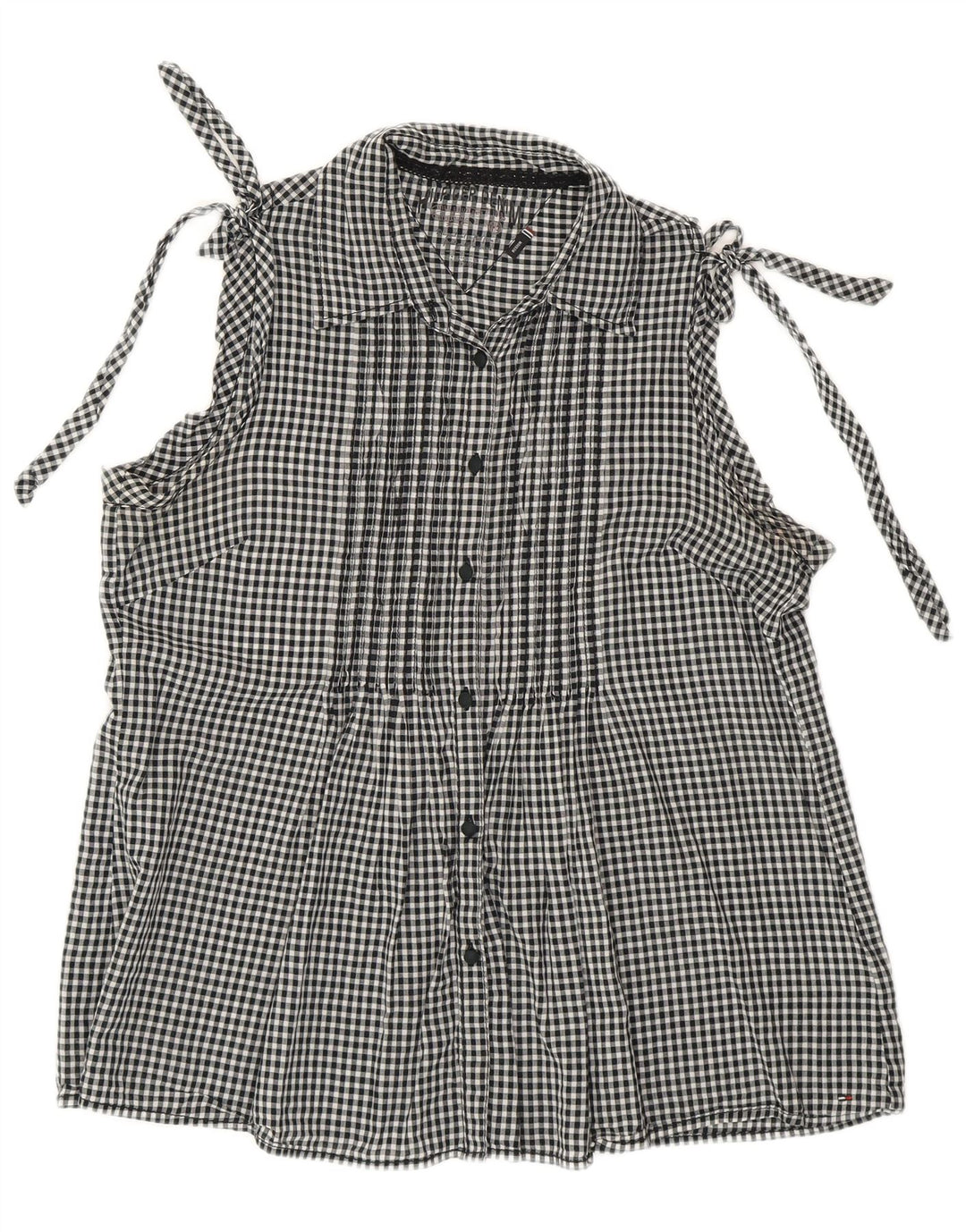 TOMMY HILFIGER ærmeløs skjortebluse til kvinder UK 14 Medium Black Gingham