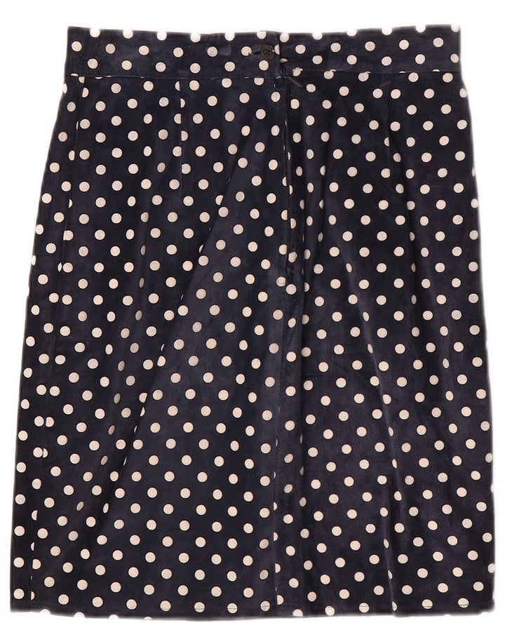Vintage lige nederdel til kvinder W28 Medium Marineblå Polka Dot