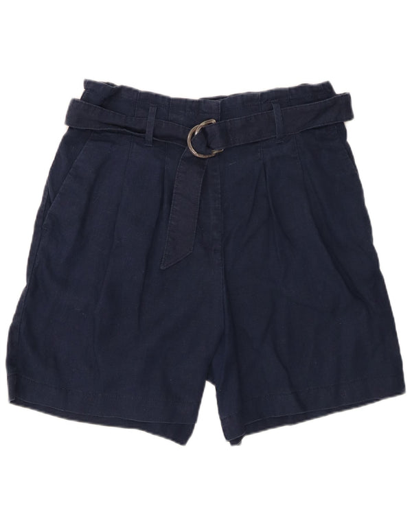 Marks & Spencer Dame Chino Shorts UK 14 Large W34 Navy Blue Linen
