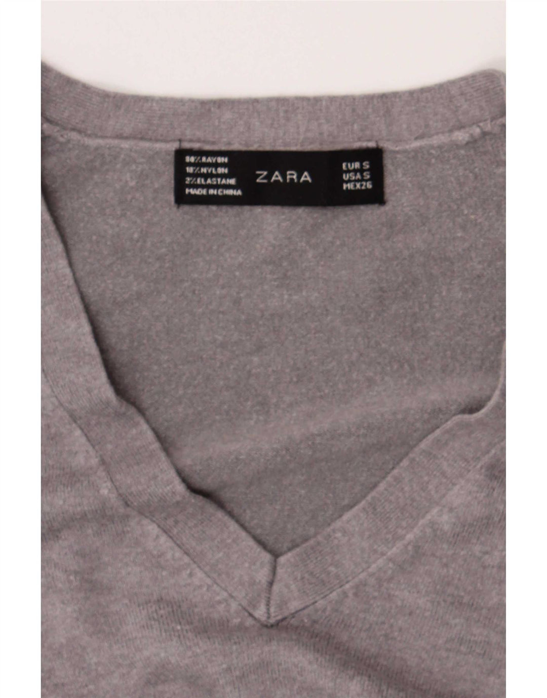 Zara Dame V-hals sweater UK 10 Small Grå