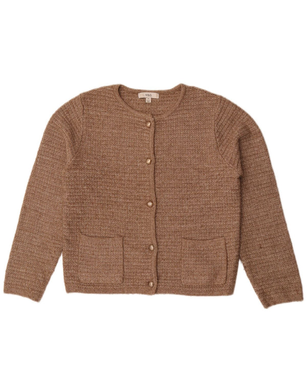 Marks & Spencer Dame Cardigan Sweater UK 14 Medium Brun Polyester