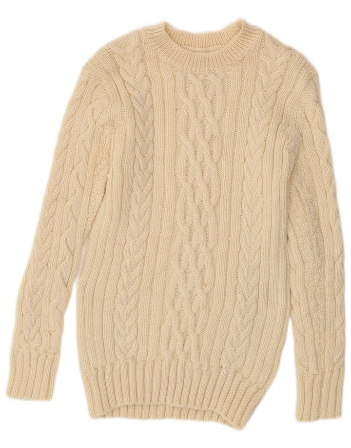 MUNROSPUN Dame Boat Neck Jumper Sweater UK 10 Small Off White New Wool