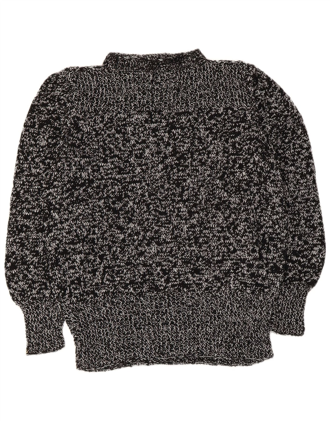 Vintage Dame Turtle Neck Jumper Sweater UK 14 Medium Black Flecked