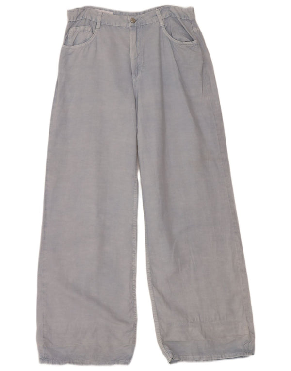 Zara Womens Wide Leg Casual Bukser EU 40 Medium W30 L32 Blue Linen