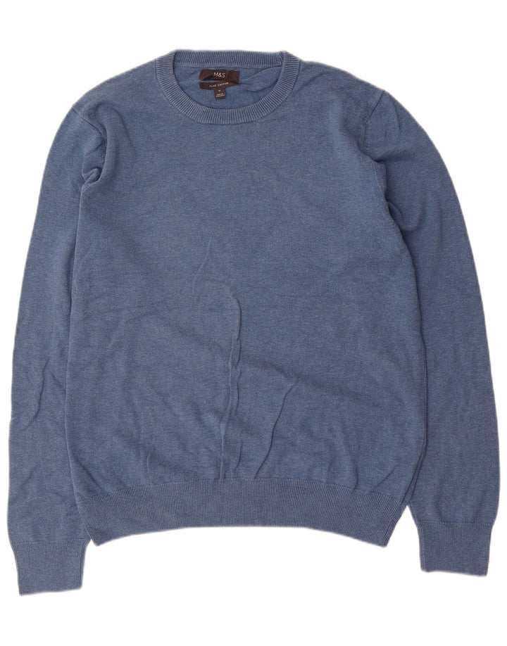 Marks & Spencer Herre sweater med rund hals, mellemblå bomuld