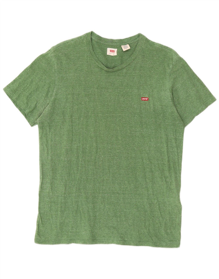 LEVI'S Mens T-Shirt Top Large Green Flecked Cotton