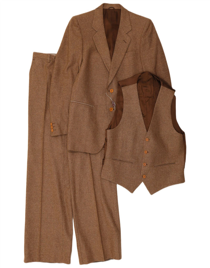 Vintage herredragt med 2 knapper 3 dele IT 48 Medium W30 L31 Brun Alpakkauld