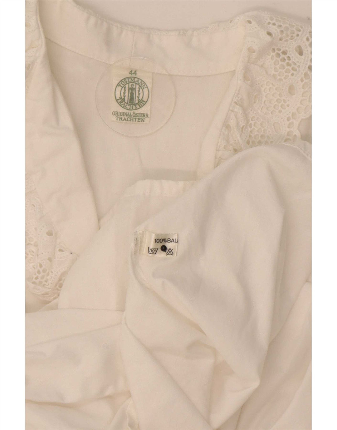 Tostmann Dame Flæse Front Shirt Bluse EU 44 XL Hvid Bomuld