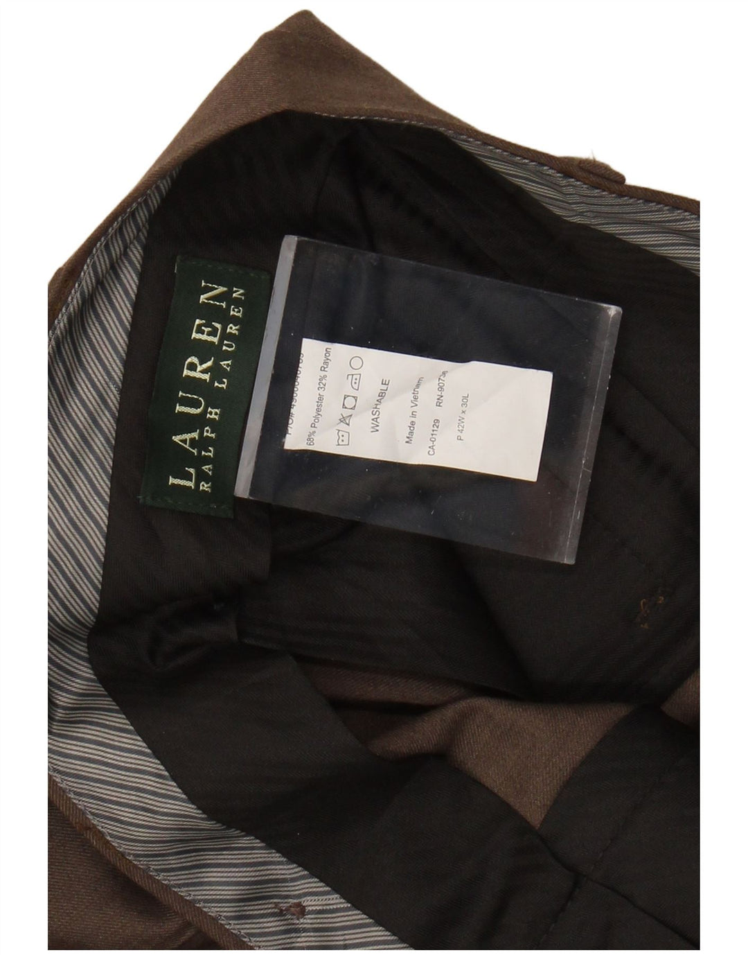 RALPH LAUREN Herre Pegged Suit Bukser W42 L30 Brun Polyester